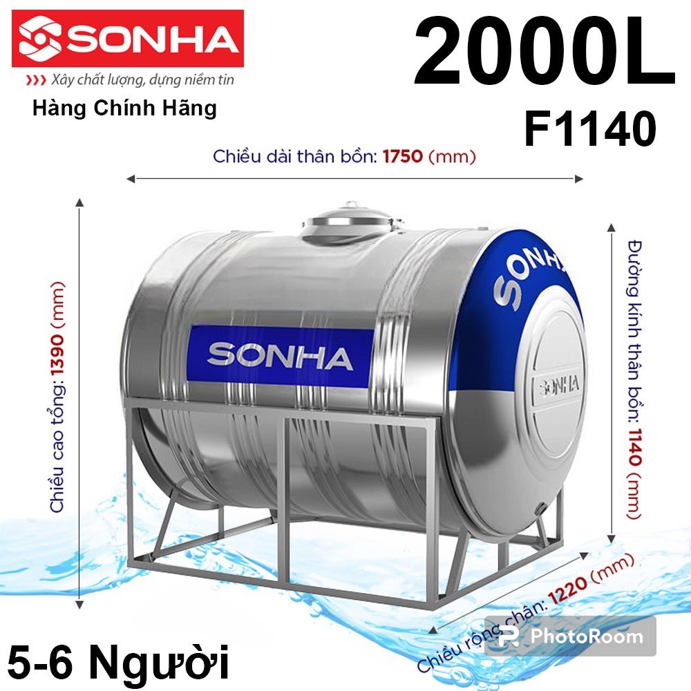 Bồn Nước Inox Sơn Hà Ngang 2000L (F1140) Mã Sp: 2000L (F1140) Thương hiệu: Sơn Hà | Mã hàng: