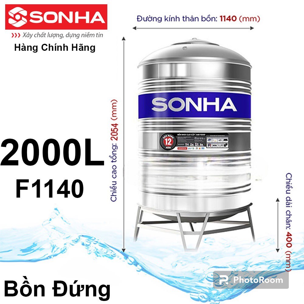 Bồn Nước inox Sơn Hà Đứng 2000L (F1140)