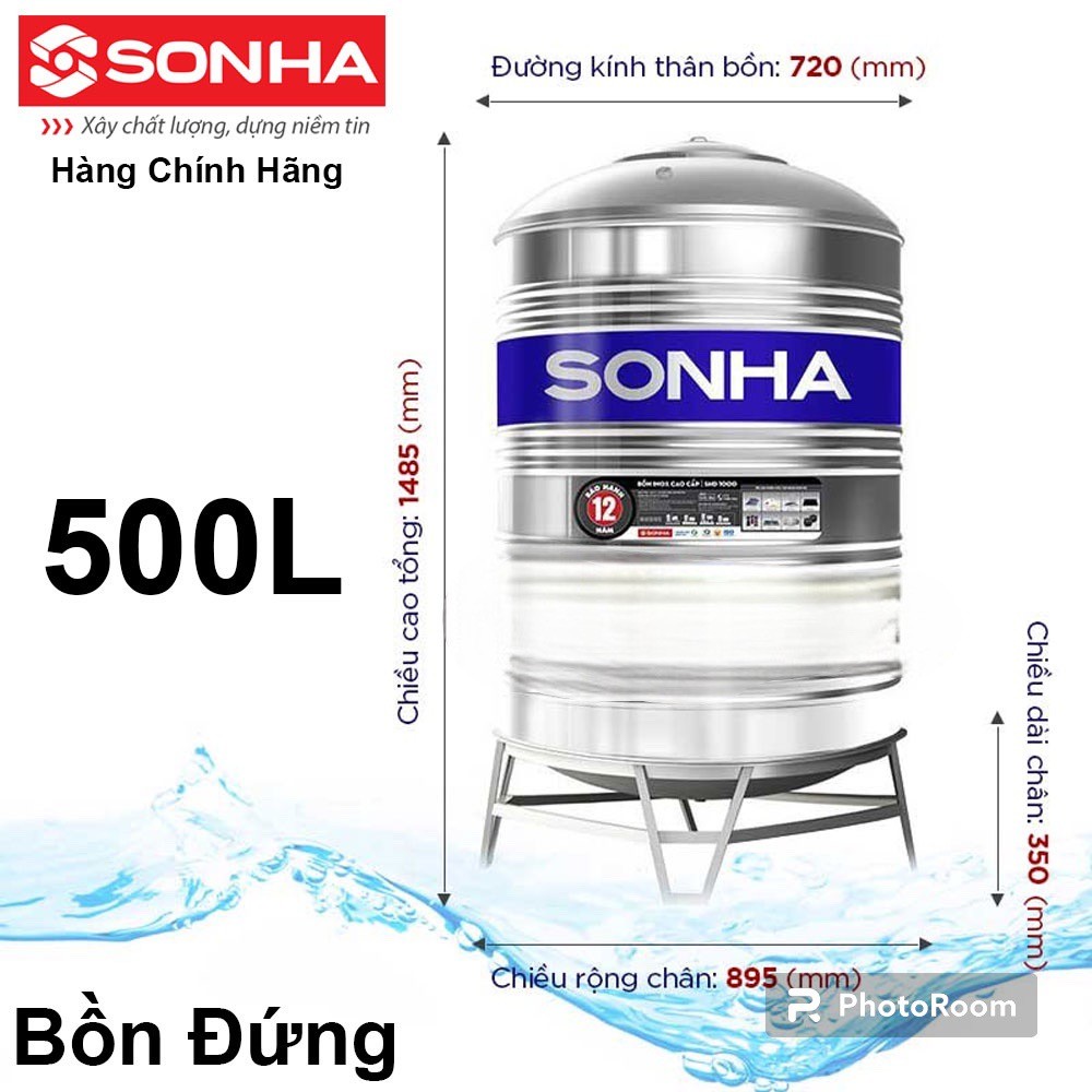 Bồn Nước Inox Sơn Hà Đứng 500L