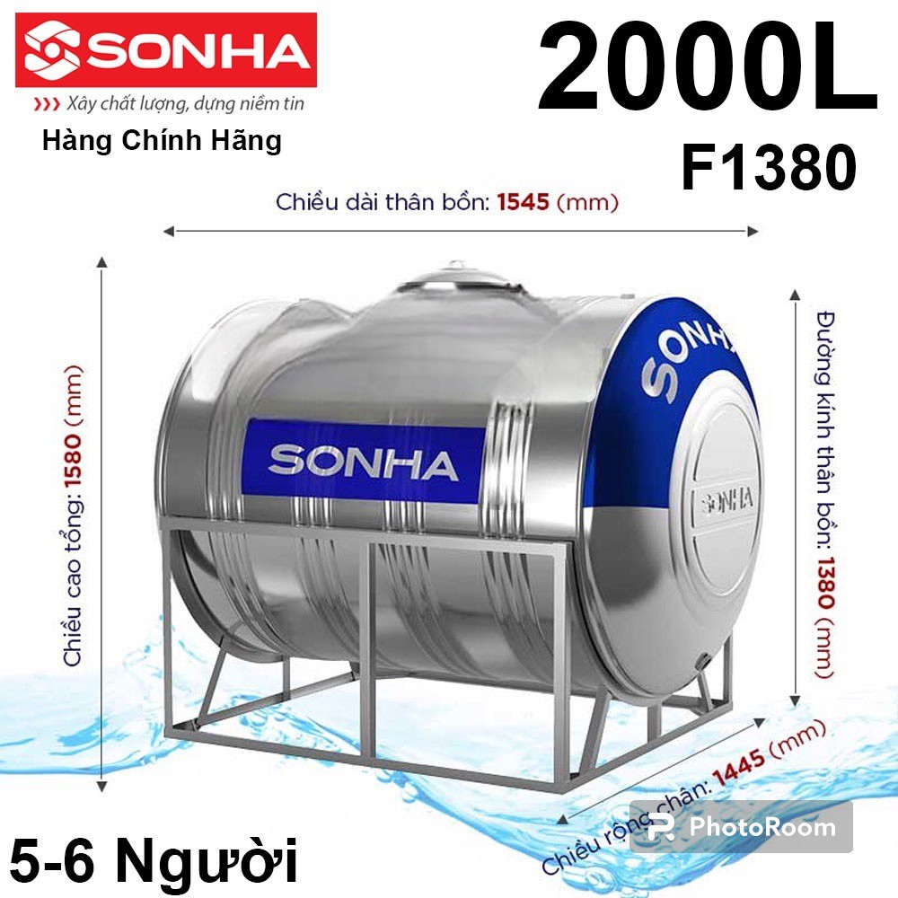 Bồn Nước Inox Sơn Hà Ngang 2000L (F1380) Mã Sp: 2000L (F1380) Thương hiệu: Sơn Hà | Mã hàng: