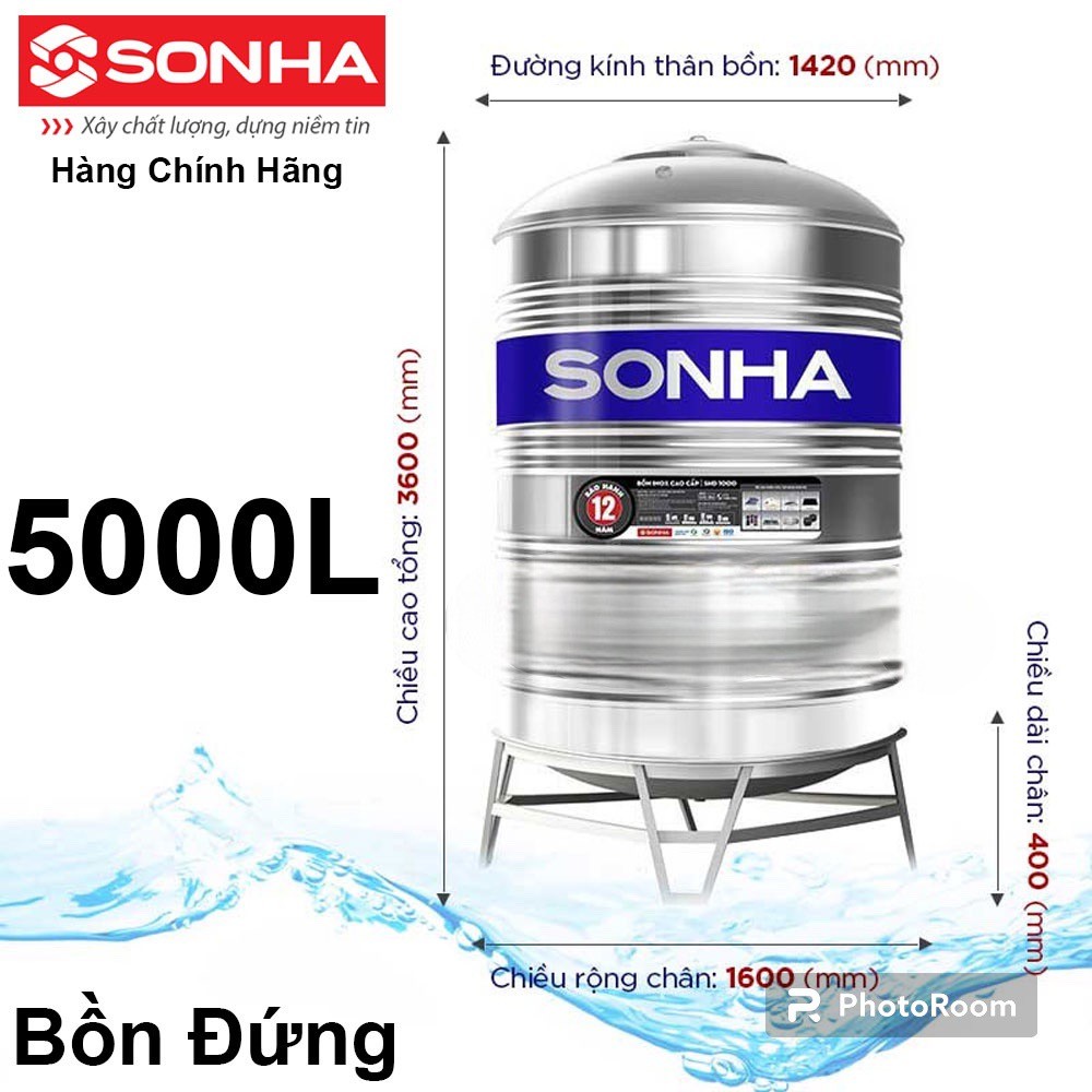 Bồn Nước inox Sơn Hà Đứng 5000L