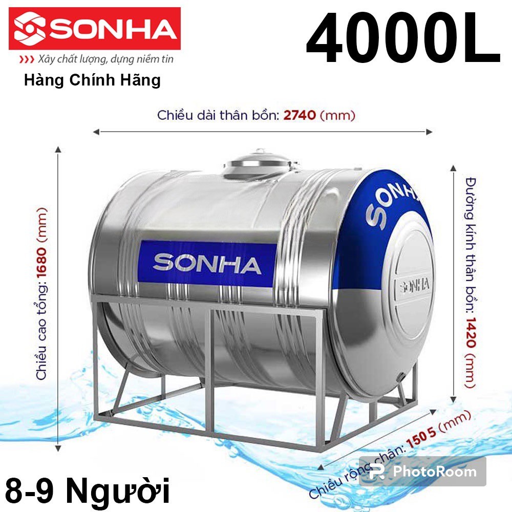 Bồn Nước Inox Sơn Hà Ngang 4000L