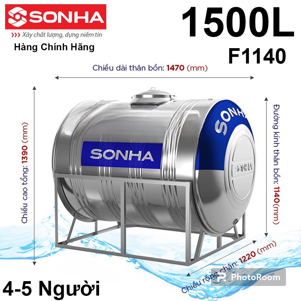 Bồn Nước Inox Sơn Hà Ngang 1500L (F1140) Mã Sp: 1500L (F1140) Thương hiệu: Sơn Hà | Mã hàng: