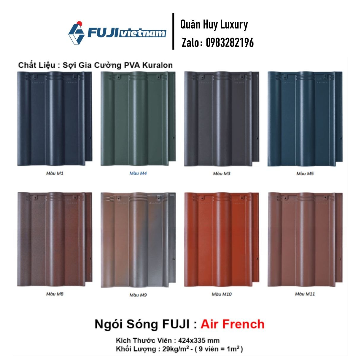 Ngói Sóng FUJI Air French M1-M3-M4-M5-M8-M9-M10-M11