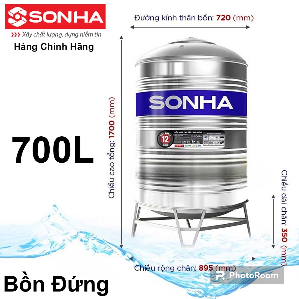 Bồn Nước inox Sơn Hà Đứng 700L