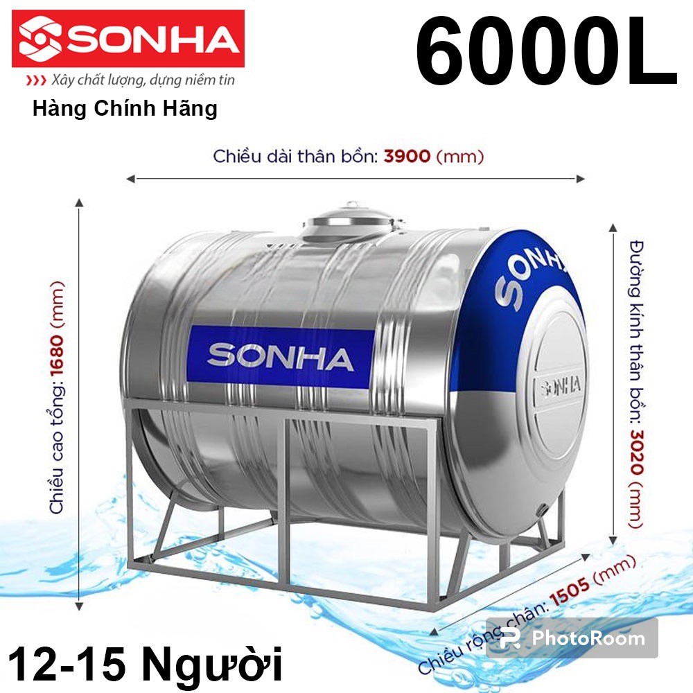 Bồn Nước Inox Sơn Hà Ngang 6000L