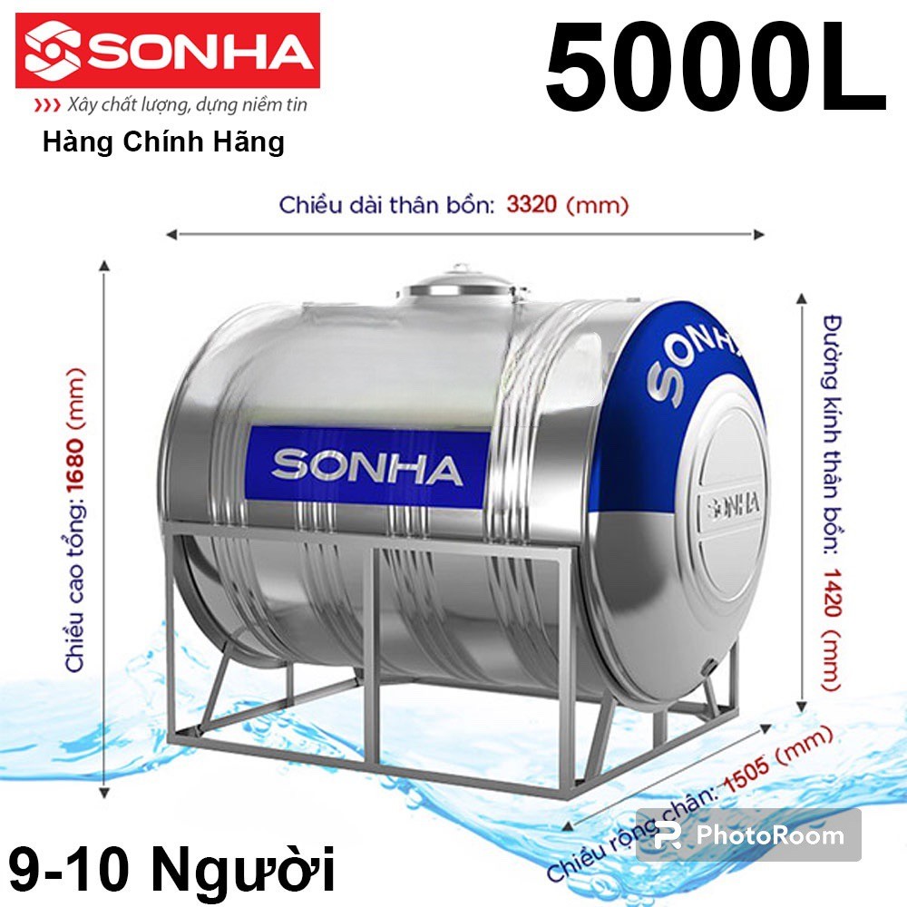 Bồn Nước Inox Sơn Hà Ngang 5000L