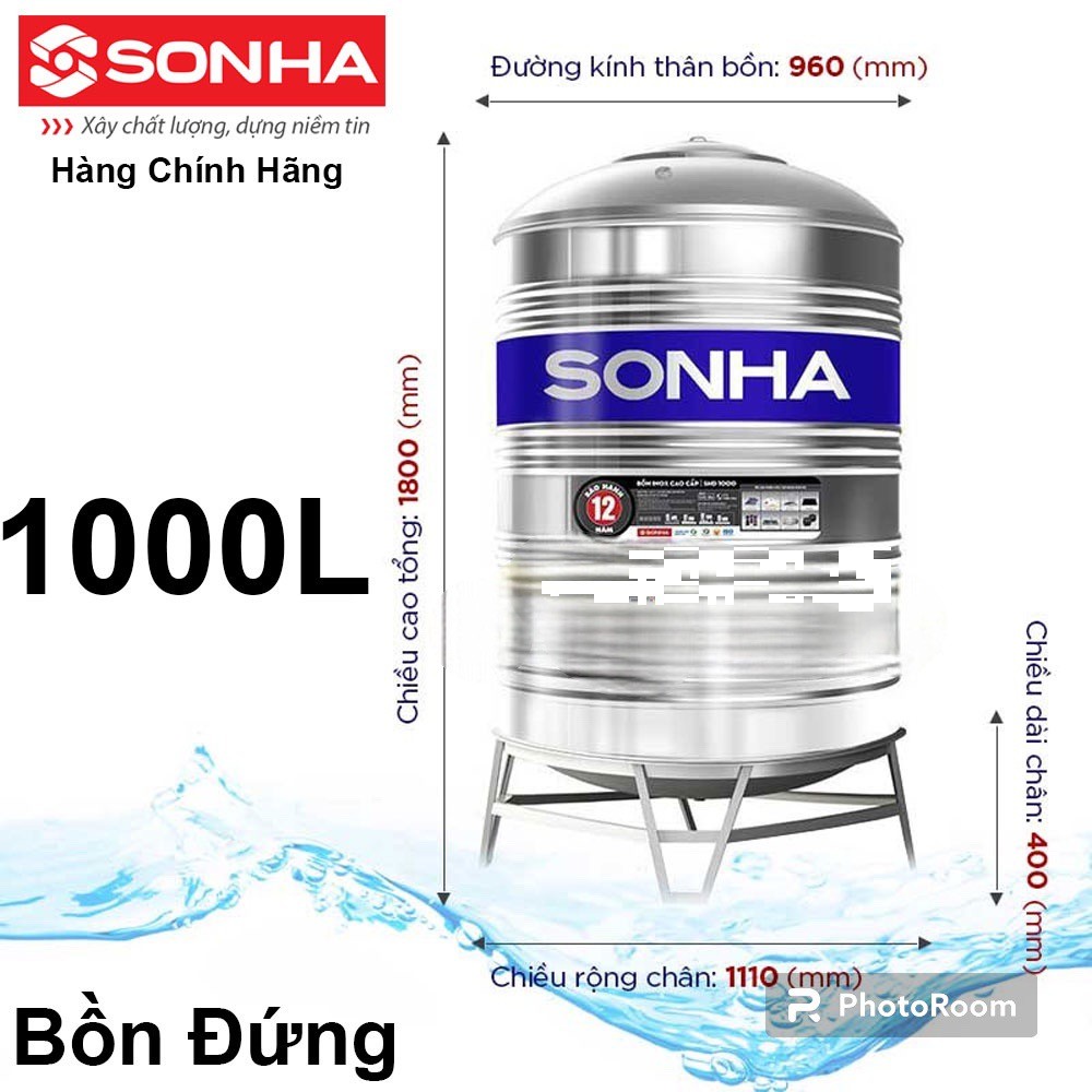 Bồn Nước inox Sơn Hà Đứng 1000L