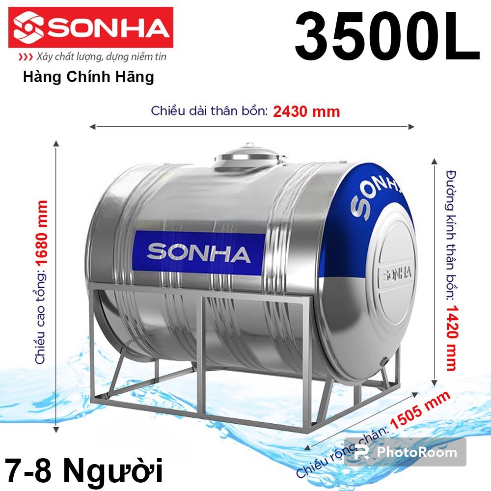 Bồn Nước Inox Sơn Hà Ngang 3500L